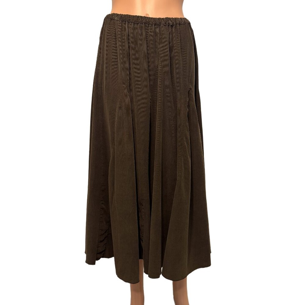 CP Shades Olive Green Corduroy Cotton A-Line Pull-On Skirt Women's Medium